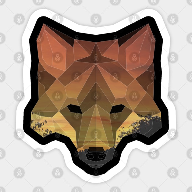 Fox Low Poly Double Exposure Art Sticker by Jay Diloy